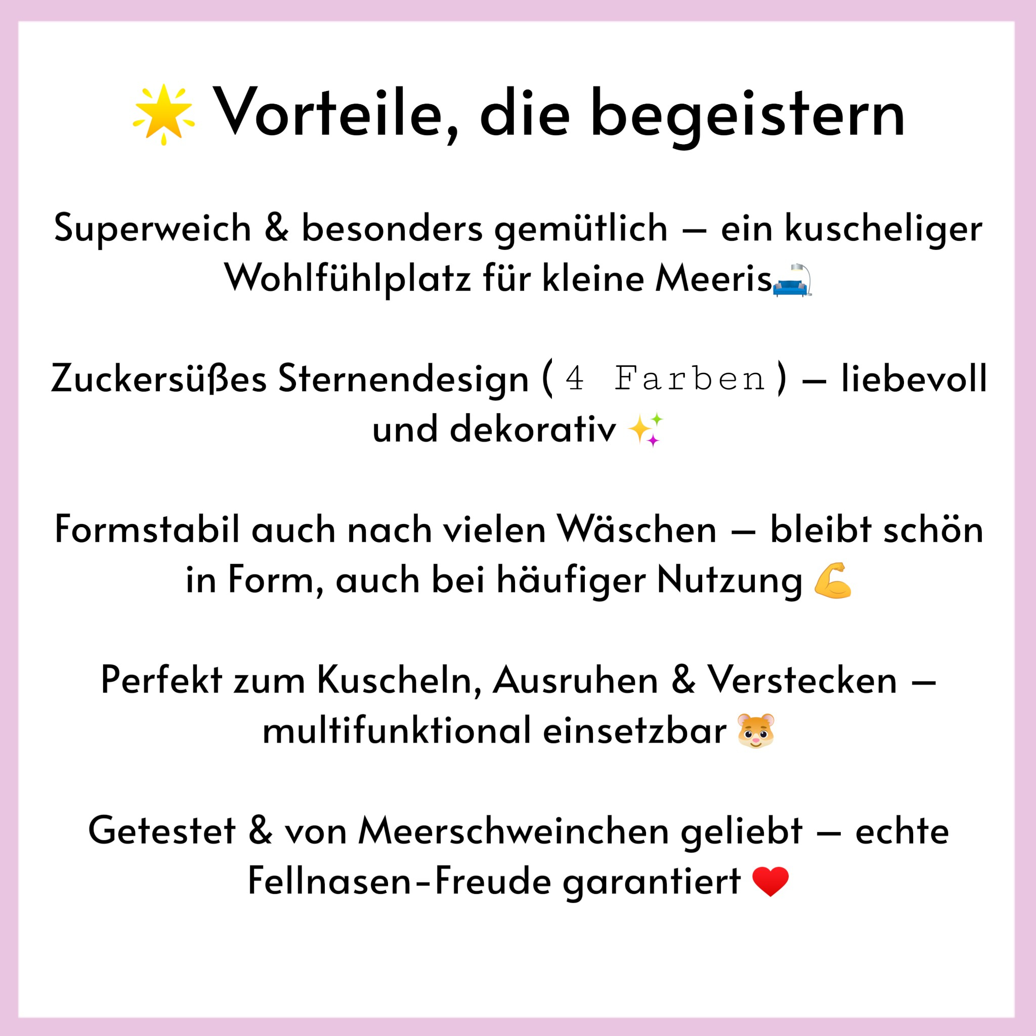 💗 Kuschelbett Sterne klein – weich & gemütlich für Meerschweinchen