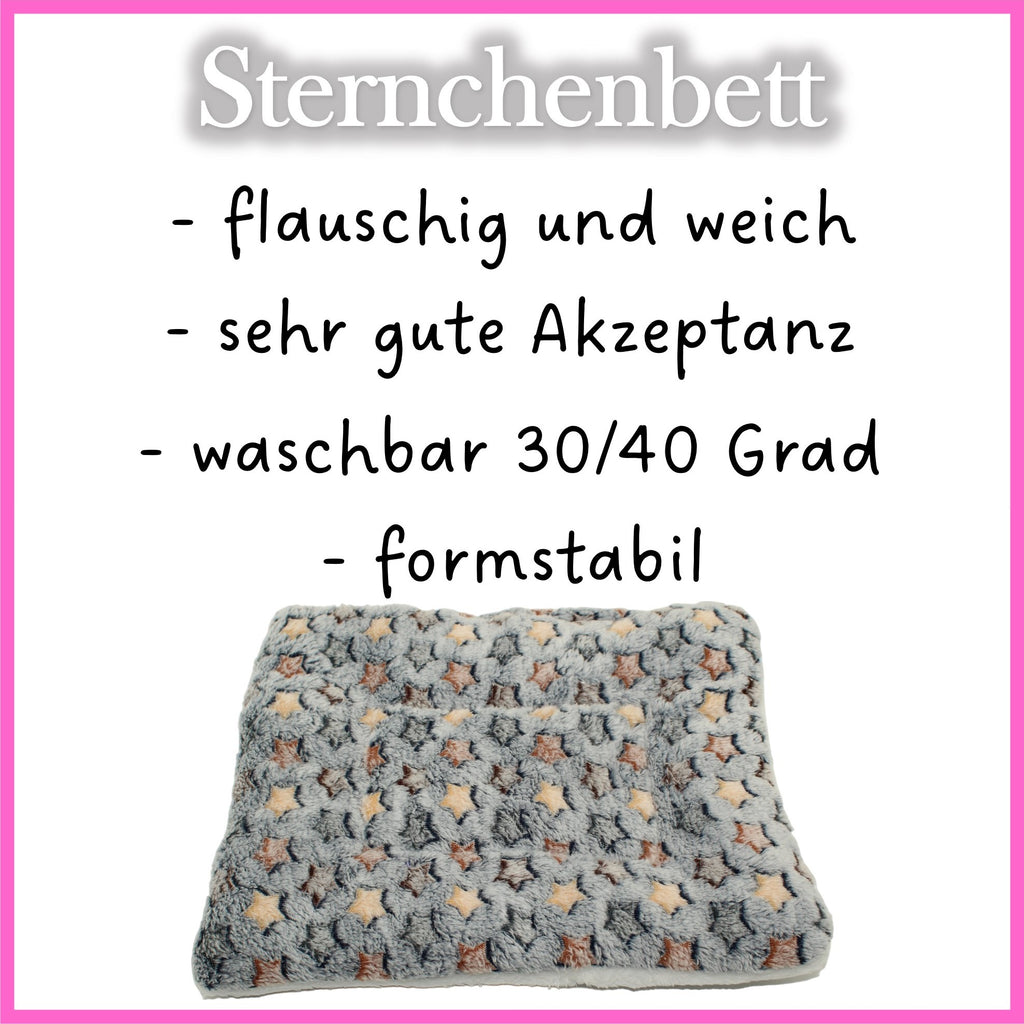 ✨ Sternchenbett Grau-Blau-Bunt – kuschelig weich & formstabil für Meerschweinchen