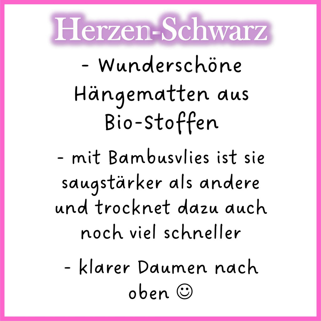 🖤 Hängematte „Herzen Schwarz“ – Bunte Herzen auf elegantem Schwarz