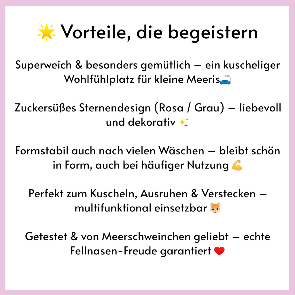 💗 Cuddle bed stars pink – soft &amp; cozy for guinea pigs