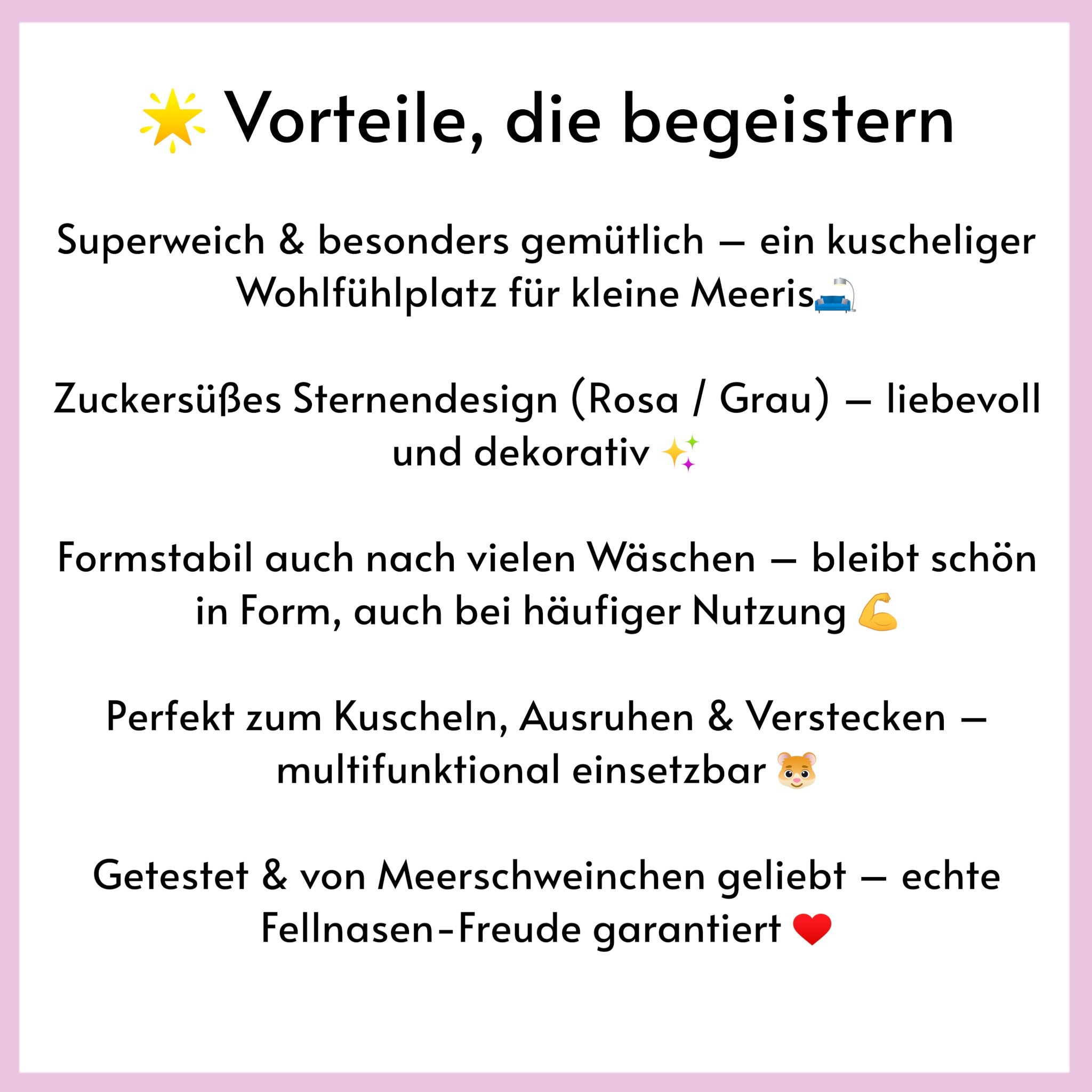 💗 Cuddle bed stars pink – soft &amp; cozy for guinea pigs